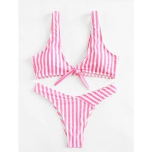 SHEIN pink striped bikini S